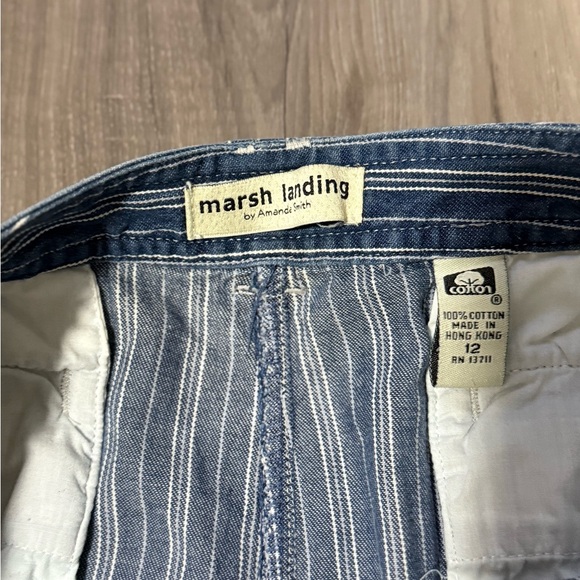 Marsh Landing Blue and White Striped Capri Jeans - Picture 3 of 4